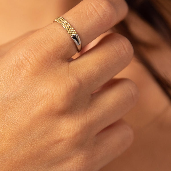 Bicolor Aanschuifring – Gouden Bolletjes - My Bendel Bicolor Aanschuifring – Gouden Bolletjes - My Bendel