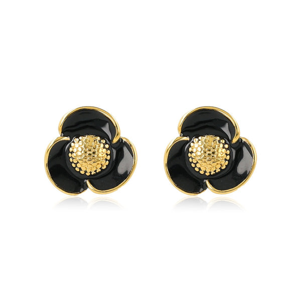 Stijlvolle zwarte bloem oorstekers - My Bendel - My Bendel Stijlvolle zwarte bloem oorstekers - My Bendel - My Bendel