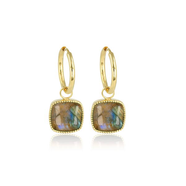 Oorbellen met Labradorite hanger - My Bendel Oorbellen met Labradorite hanger - My Bendel