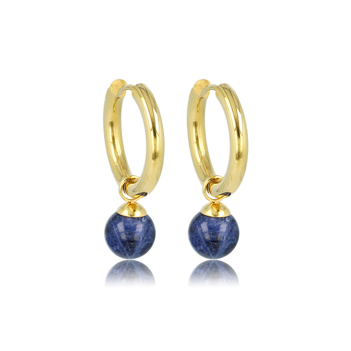 Sodalite Gouden Oorringen: Elegantie in Blauw Sodalite Gouden Oorringen: Elegantie in Blauw