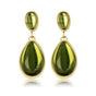 Elegante Gouden Oorbellen met Groene Druppelsteen Elegante Gouden Oorbellen met Groene Druppelsteen