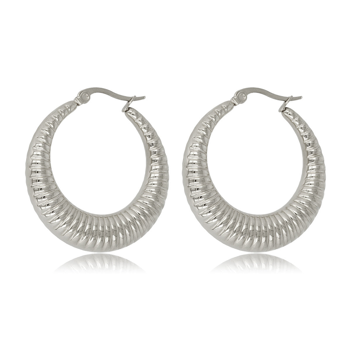 Strahlender Silberner Statement Ohrring 45x7 mm Strahlender Silberner Statement Ohrring 45x7 mm