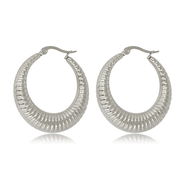 Strahlender Silberner Statement Ohrring 45x7 mm Strahlender Silberner Statement Ohrring 45x7 mm