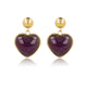 Hartvormige Gouden Oorstekers met Amethyst Hart Hartvormige Gouden Oorstekers met Amethyst Hart