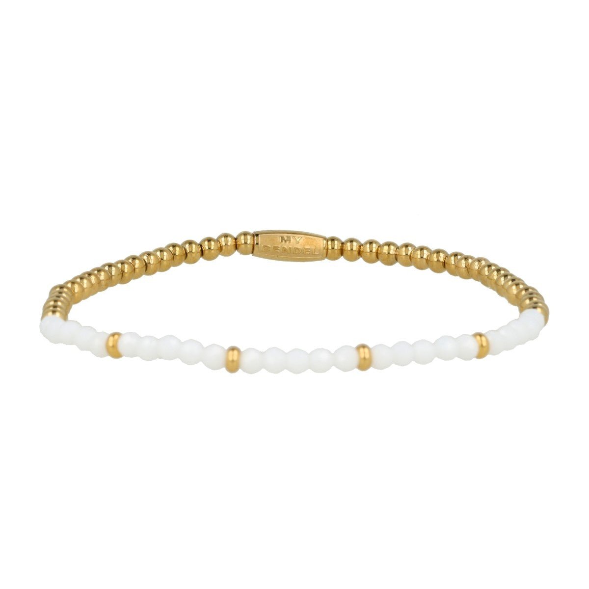 Gouden Armband met White Aventurine Edelstenen - My Bendel Gouden Armband met White Aventurine Edelstenen - My Bendel