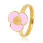 Gouden bloem ring - lila epoxy details - romantisch & speels - My Bendel Gouden bloem ring - lila epoxy details - romantisch & speels - My Bendel