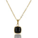 Gouden Ketting met Vierkante Onyx Hanger - My Bendel Gouden Ketting met Vierkante Onyx Hanger - My Bendel