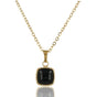 Gouden Ketting met Vierkante Onyx Hanger - My Bendel Gouden Ketting met Vierkante Onyx Hanger - My Bendel