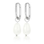Zilveren Ovaal & Peervormige White Quartz Oorbellen Zilveren Ovaal & Peervormige White Quartz Oorbellen