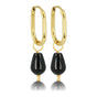 Gouden Oorringen met Onyx Peervormige Hanger Gouden Oorringen met Onyx Peervormige Hanger