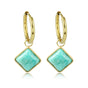 Goudkleurige Oorring met Amazonite Ruit Hanger Goudkleurige Oorring met Amazonite Ruit Hanger