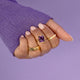 Gouden damesring - paarse glassteen 11 mm Gouden damesring - paarse glassteen 11 mm