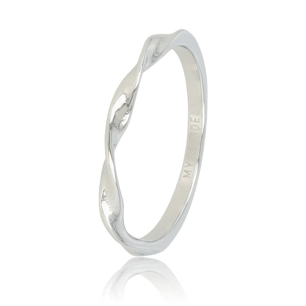 Zilveren damesring met twist - elegant Stainless steel - 2 mm Zilveren damesring met twist - elegant Stainless steel - 2 mm