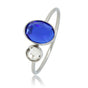 Zilveren aanschuifring - blauwe en kristal glassteen Zilveren aanschuifring - blauwe en kristal glassteen