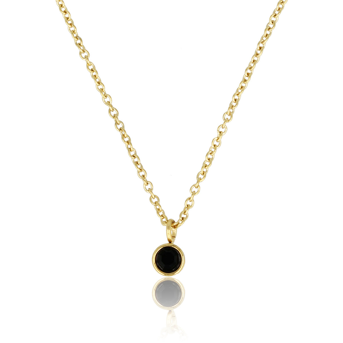 Gouden Ketting met Zwart Zirkonia Steentje - Verkleurt Niet Gouden Ketting met Zwart Zirkonia Steentje - Verkleurt Niet