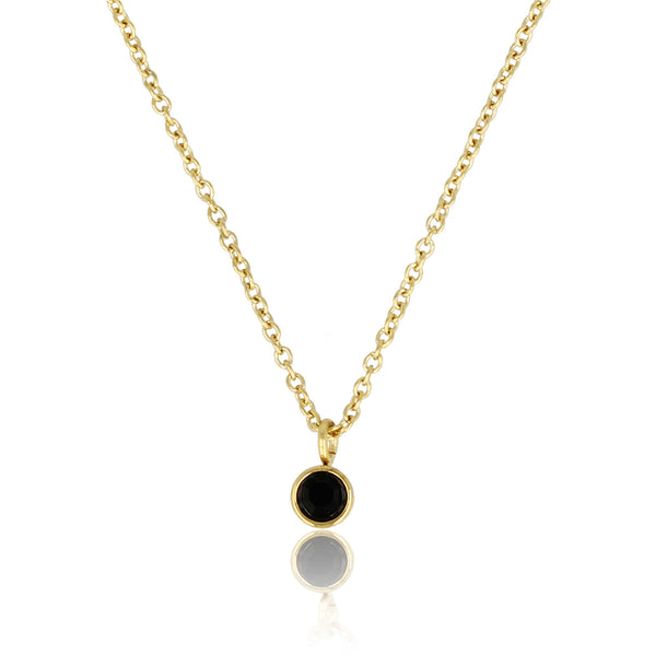 Gouden Ketting met Zwart Zirkonia Steentje - Verkleurt Niet Gouden Ketting met Zwart Zirkonia Steentje - Verkleurt Niet