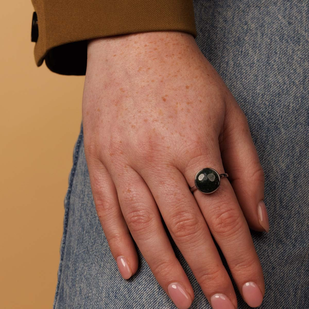 Zilveren ring - Moss Agate edelsteen - elegant en modern Zilveren ring - Moss Agate edelsteen - elegant en modern