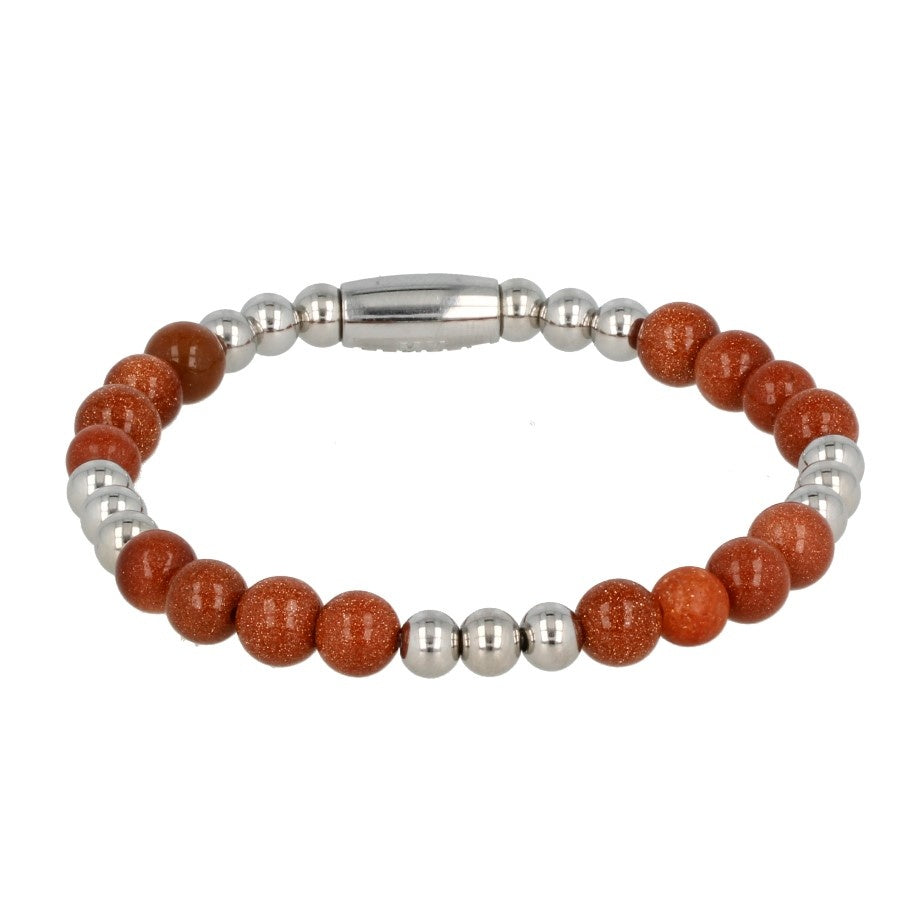 Elastische Damesarmband Gold Sand Stone Edelsteen Elastische Damesarmband Gold Sand Stone Edelsteen