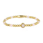 Gouden Bedelarmband met Rose Quartz Edelsteen Gouden Bedelarmband met Rose Quartz Edelsteen