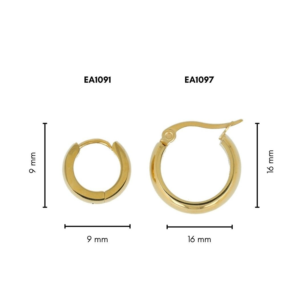 Strahlende goldfarbene Mini-Ohringe 7x9 mm Strahlende goldfarbene Mini-Ohringe 7x9 mm