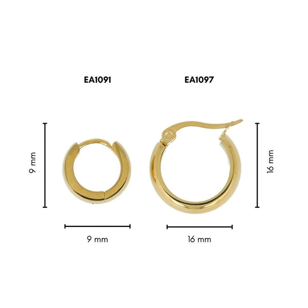 Strahlende goldfarbene Mini-Ohringe 7x9 mm Strahlende goldfarbene Mini-Ohringe 7x9 mm