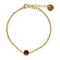 Vintage Gouden Bedelarmband met Rood Steentje Vintage Gouden Bedelarmband met Rood Steentje