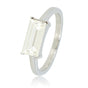 Edelstalen damesring - rechthoekige quartz glassteen Edelstalen damesring - rechthoekige quartz glassteen