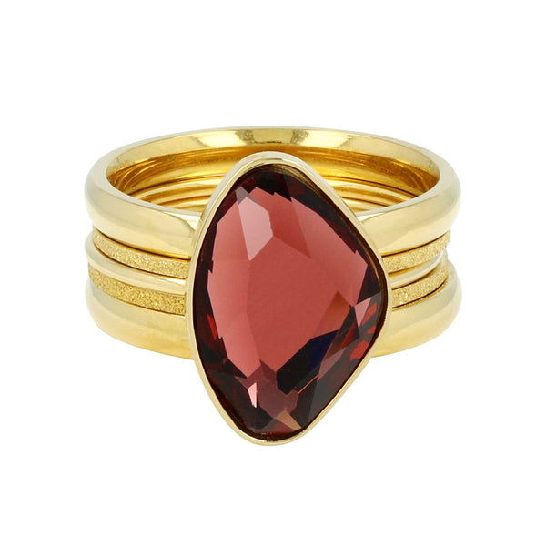 Ringenset grote ring bordeaux rood - Uniek design - 5 stuks Ringenset grote ring bordeaux rood - Uniek design - 5 stuks