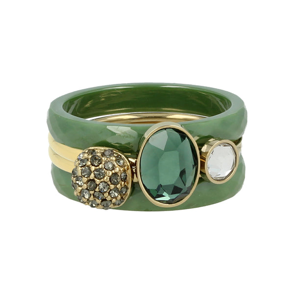 Ringenset groen keramiek - vier ringen - maat 16-19 Ringenset groen keramiek - vier ringen - maat 16-19