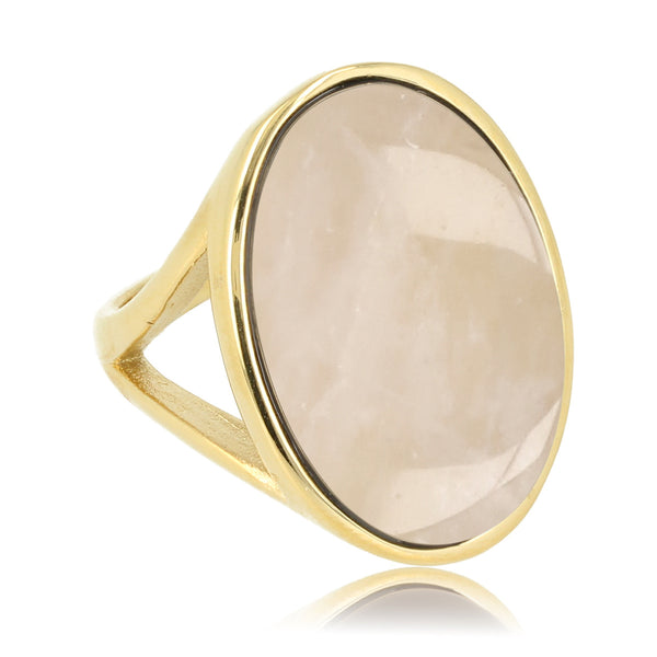 Golden statement ring - Rose Quartz gemstone Golden statement ring - Rose Quartz gemstone