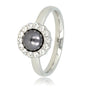 Zilveren ring - zwarte parel - zirkonia steentjes Zilveren ring - zwarte parel - zirkonia steentjes