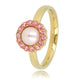 Gouden ring - roze parel - zirkonia steentjes Gouden ring - roze parel - zirkonia steentjes