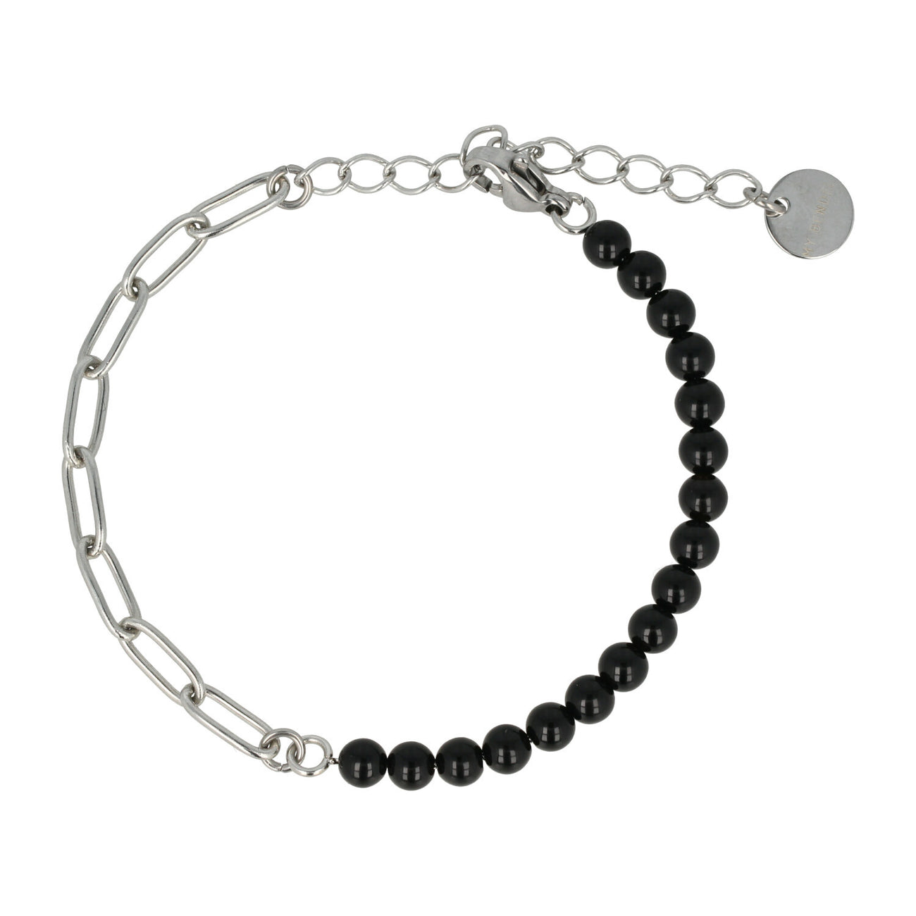 Zilveren Schakelarmband met Onyx Edelstenen Zilveren Schakelarmband met Onyx Edelstenen
