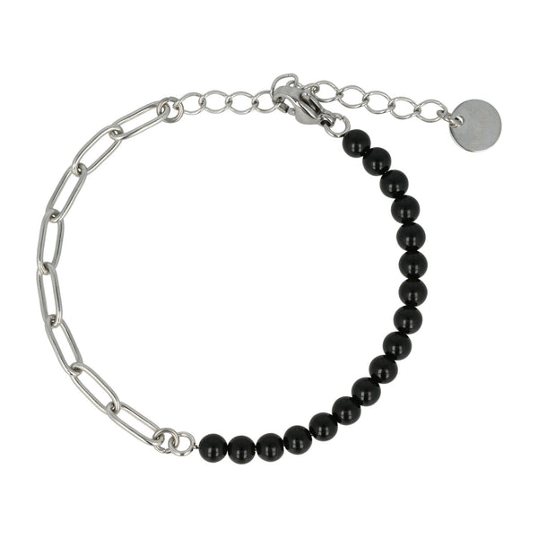 Zilveren Schakelarmband met Onyx Edelstenen Zilveren Schakelarmband met Onyx Edelstenen