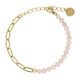 Gouden Schakelarmband met Roze Quartz Edelstenen Gouden Schakelarmband met Roze Quartz Edelstenen
