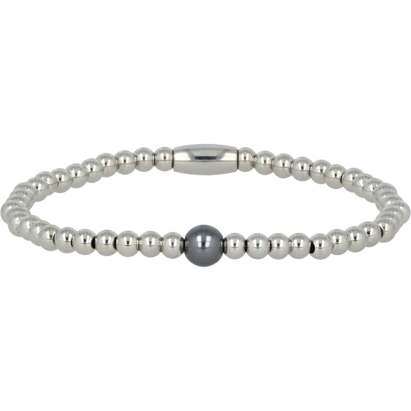Zilveren armband met zwarte parel - mysterieus design Zilveren armband met zwarte parel - mysterieus design