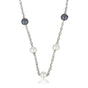 Zilveren Schakelketting met Zwarte en Witte Parels Zilveren Schakelketting met Zwarte en Witte Parels