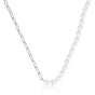 Zilveren Schakelketting met Ovale Witte Parels Zilveren Schakelketting met Ovale Witte Parels