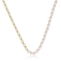 Gouden Schakelketting met Roze Parels Gouden Schakelketting met Roze Parels