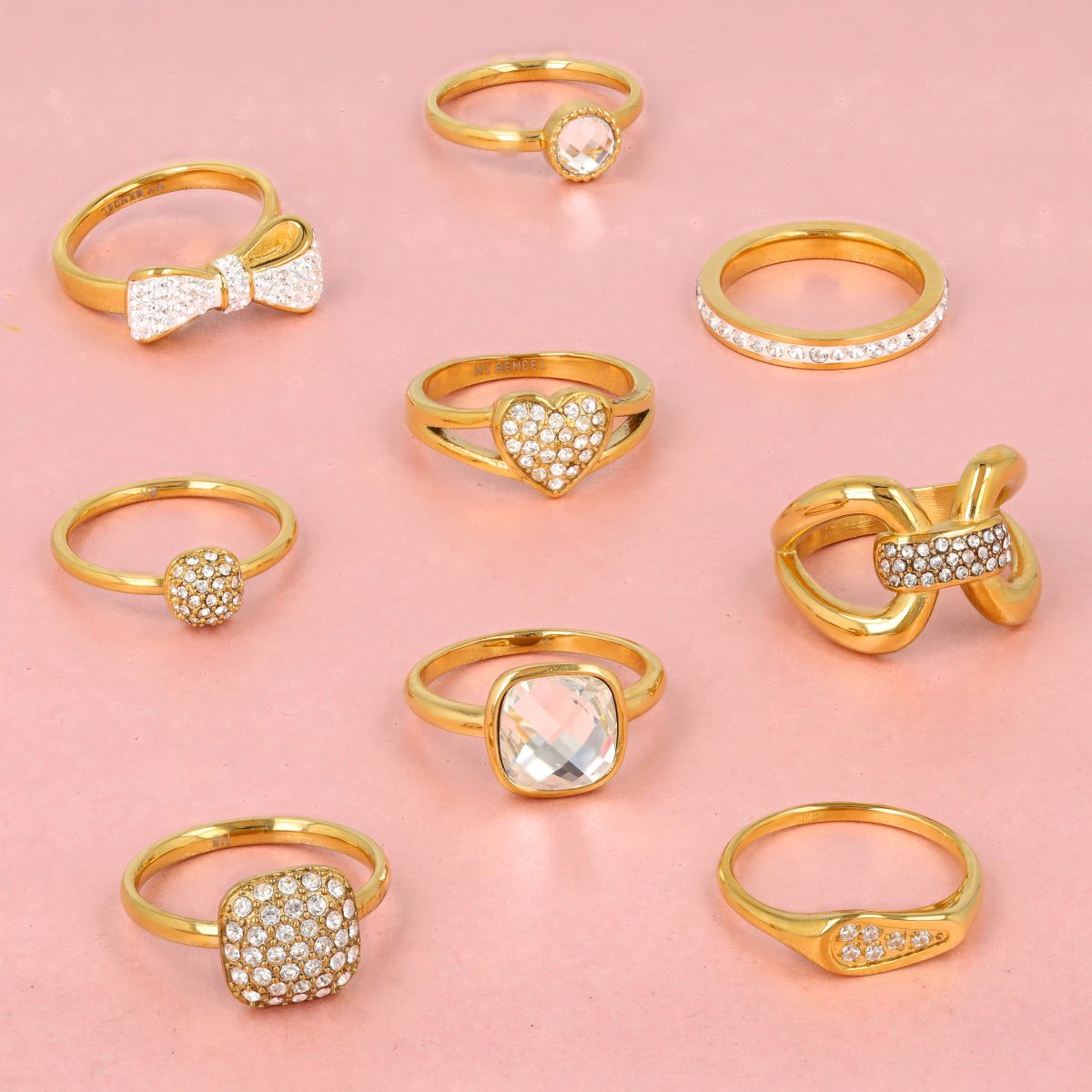 Gouden sieraden, sparkle ringen, ringen met zirkonia's, ringen met glassteen