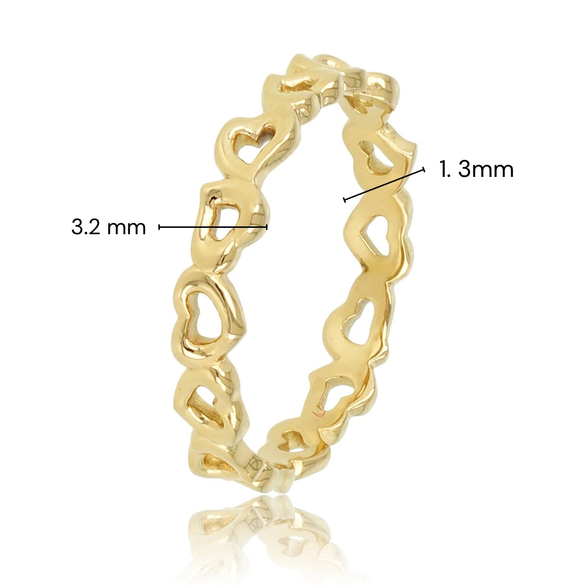 Gold ring - open heart pattern - hypoallergenic