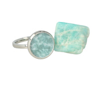 Silver ring with Amazonite - Including loose gemstone