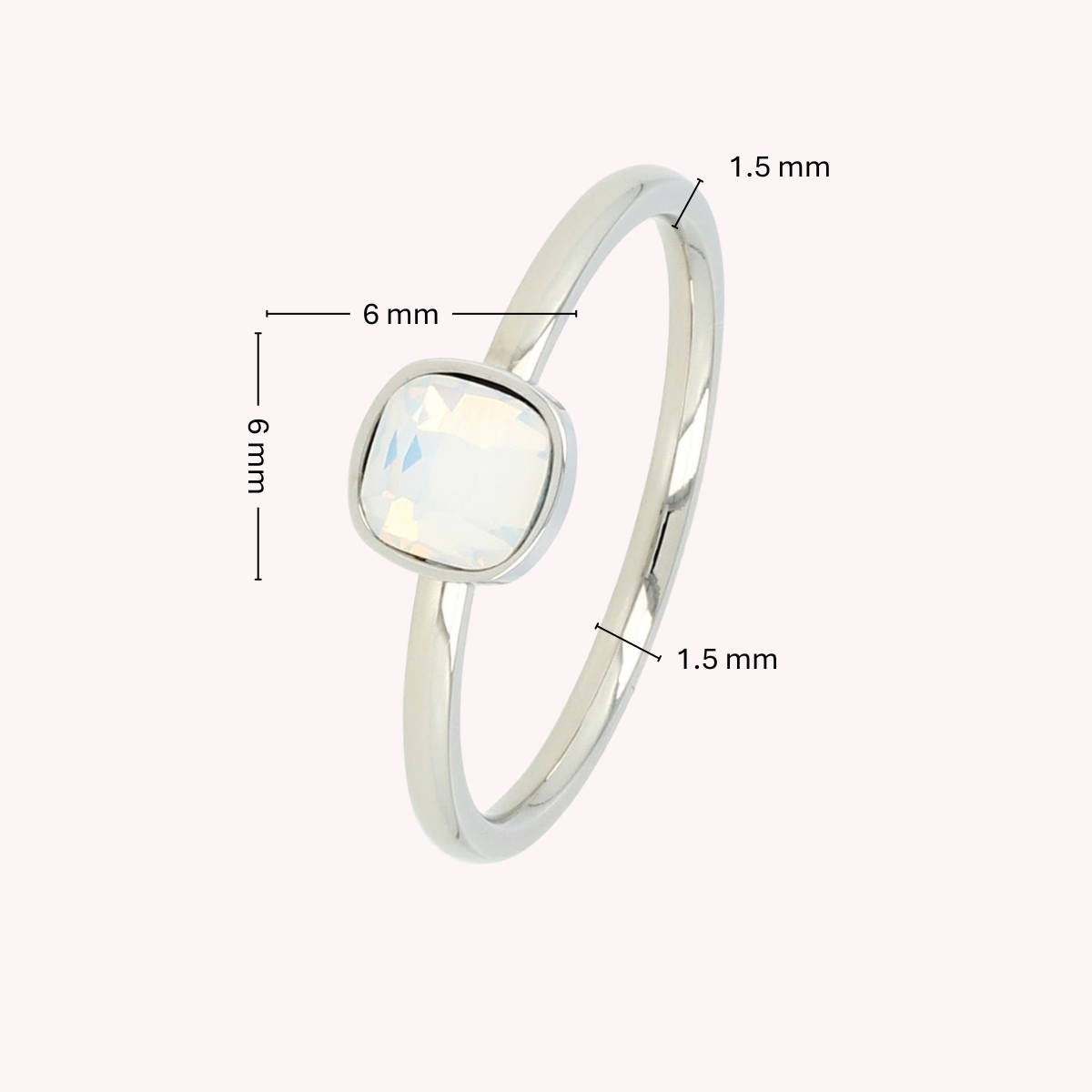 Silberner Ring mit quadratischem Glasstein • Melkopaal