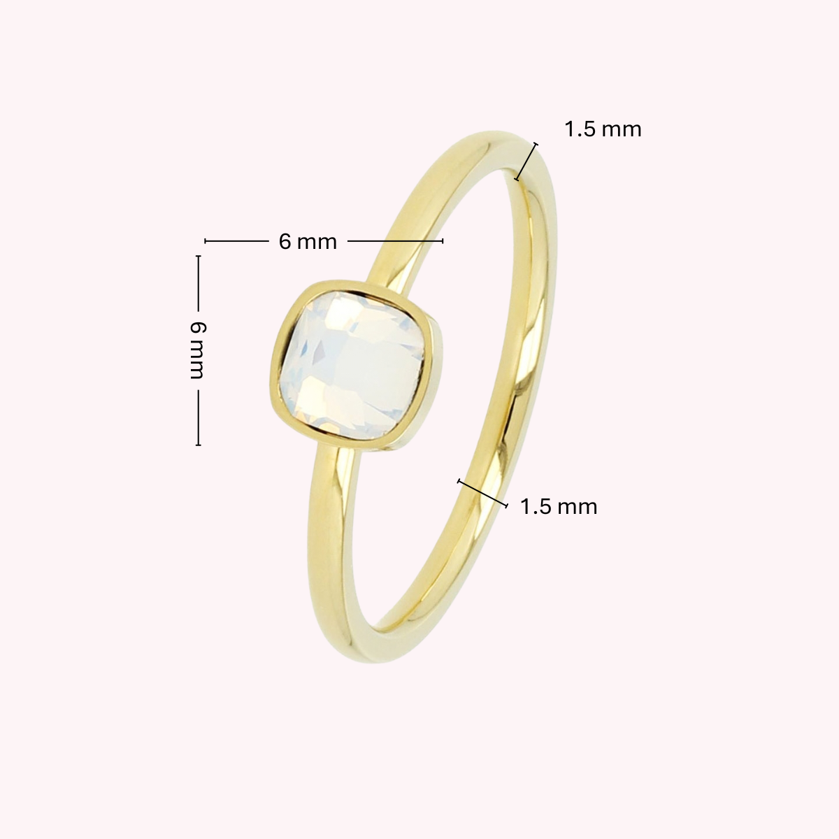 Goldener Ring mit quadratischem Glasstein • Melkopaal