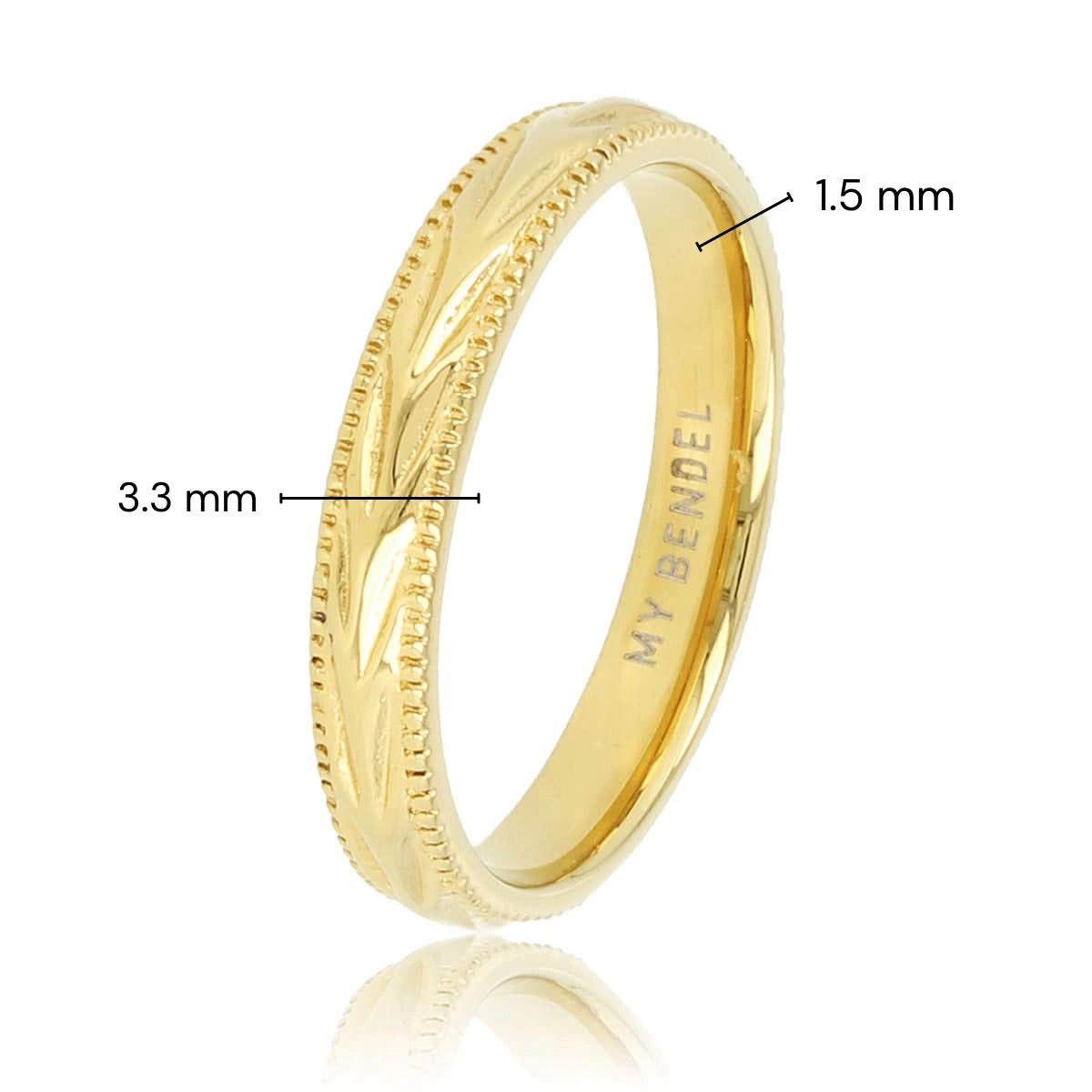 Gouden ring met bladmotief - 3,5 mm - verkleurt niet