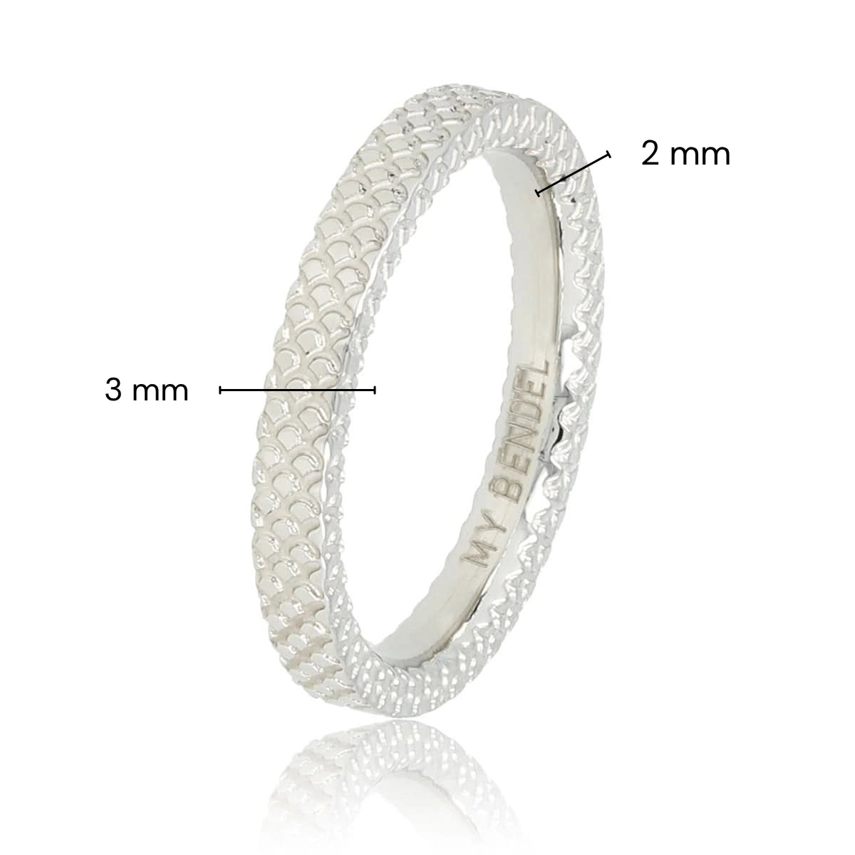 Zilveren ring - slangenhuid patroon - 3 mm smal