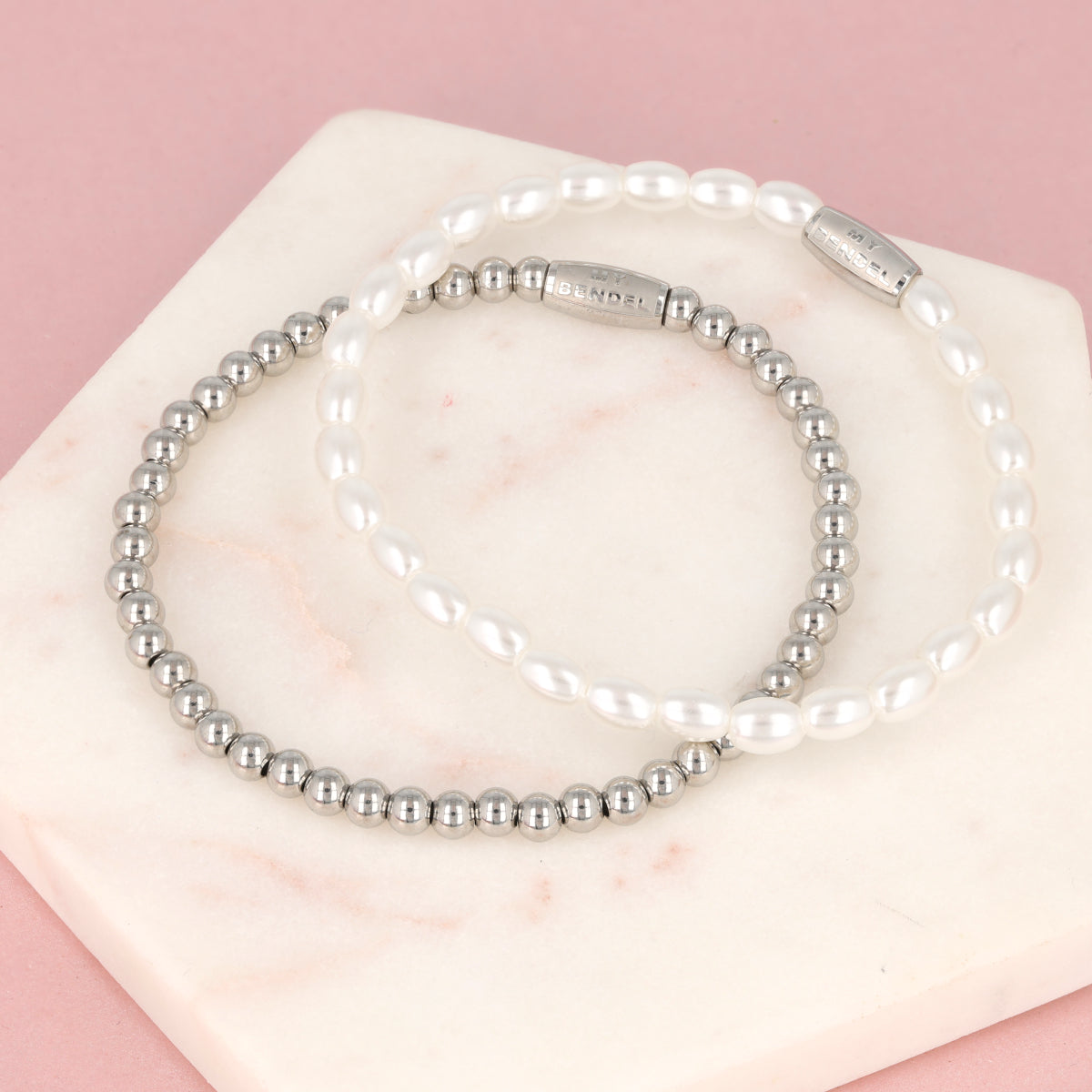 Armbanden sets zilver witte parel