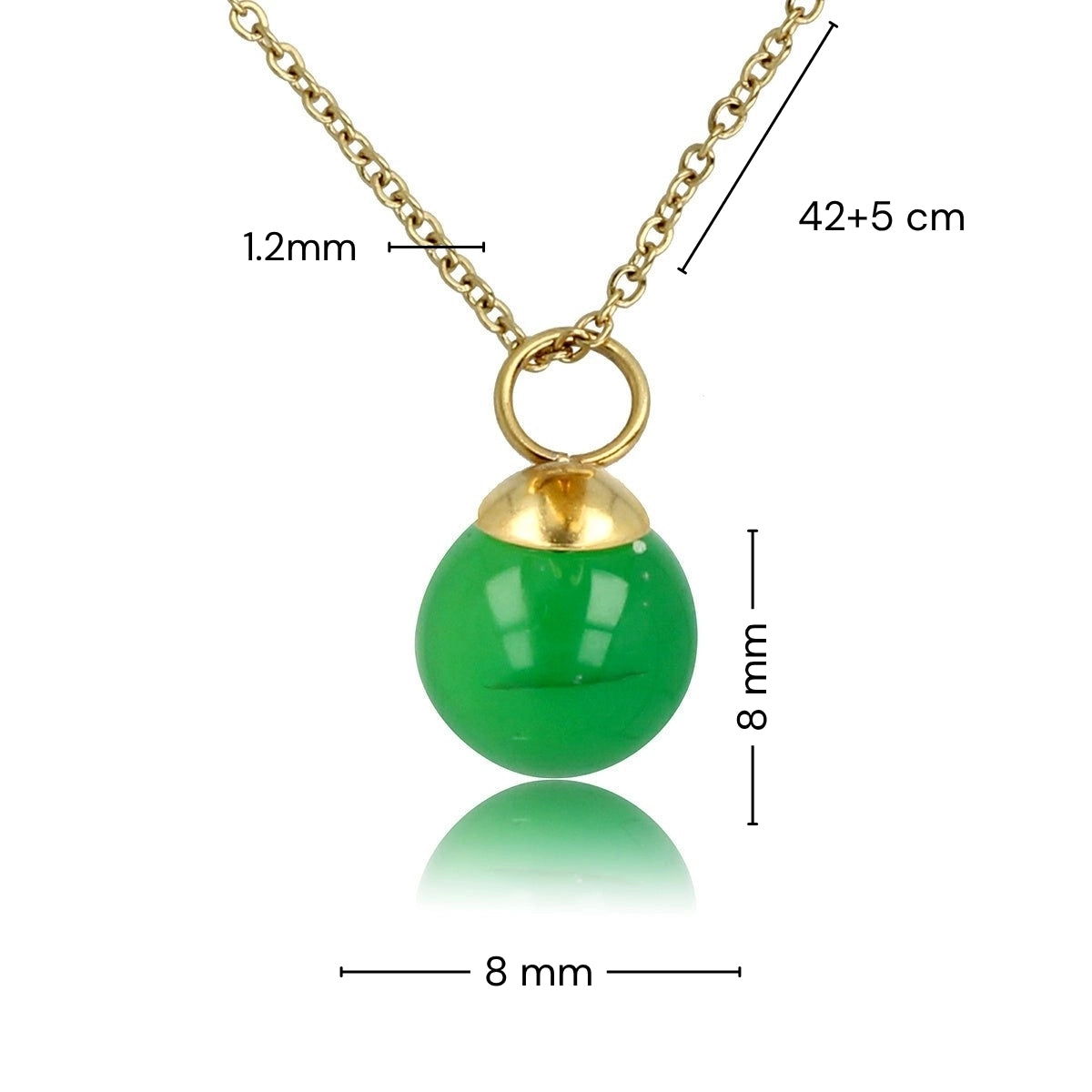 Gouden ketting met ronde Green Agate edelsteen