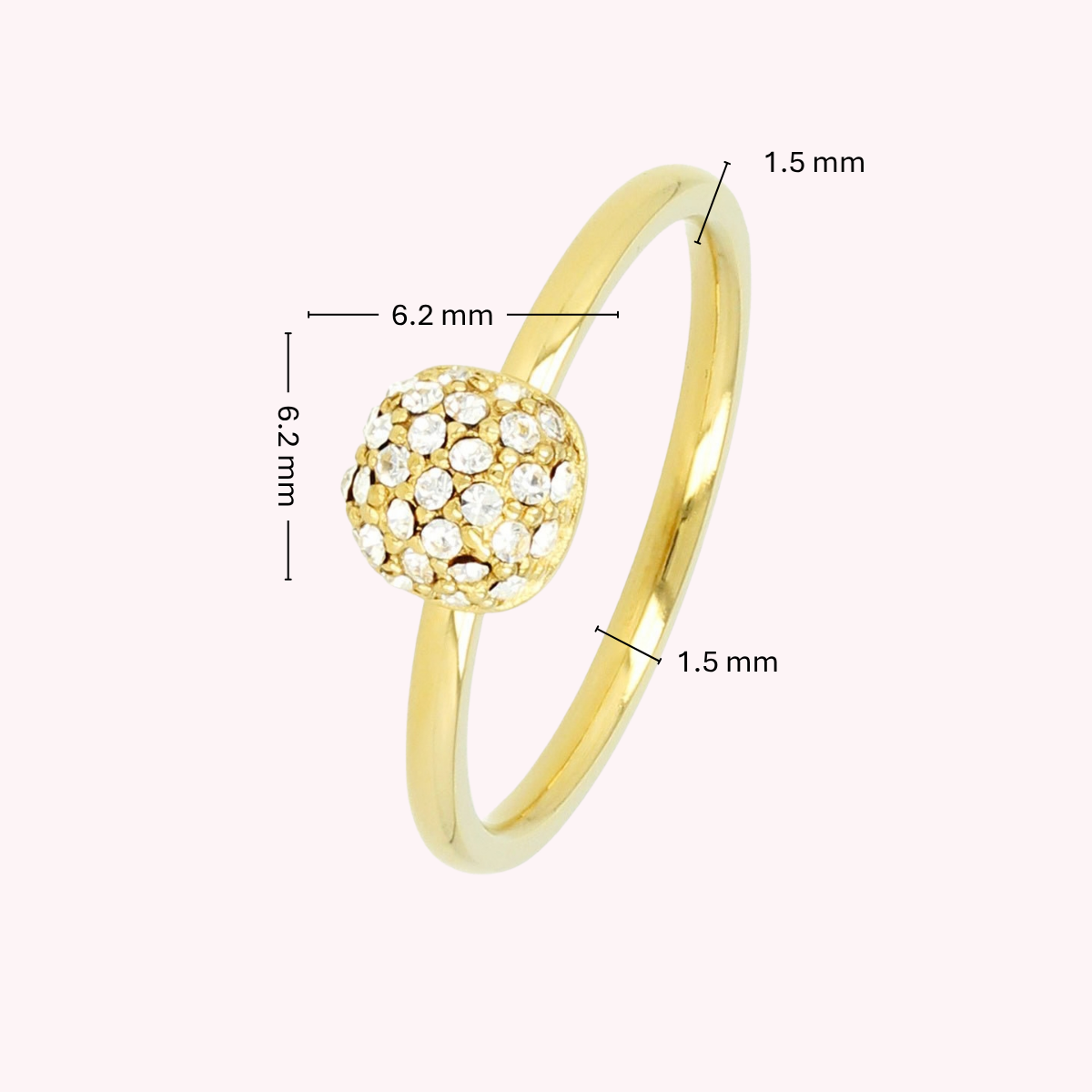 Gouden ring met zirkonia - Minimalistisch Stainless steel ontwerp