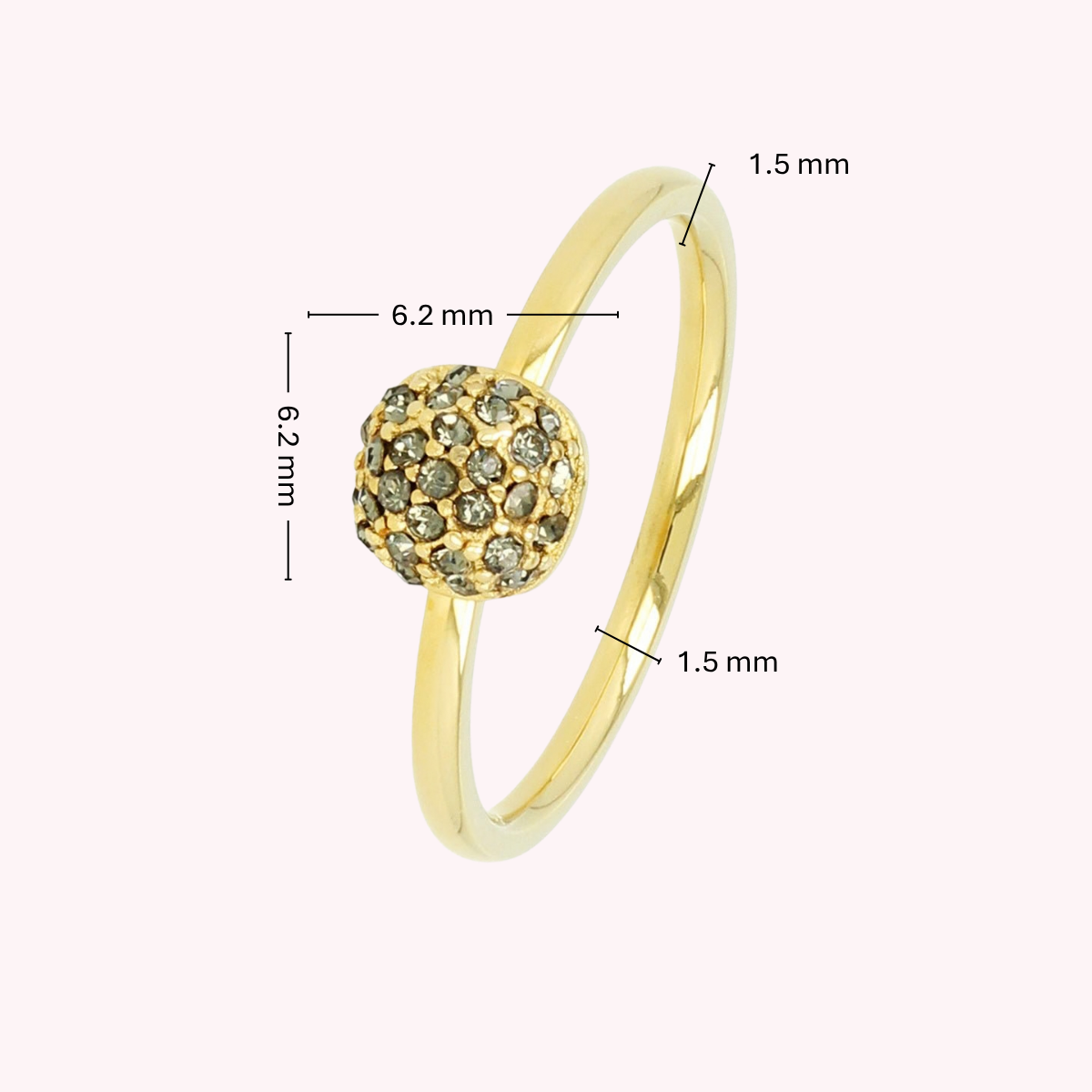 Gold ring with green zirconia - Minimalist Stainless steel